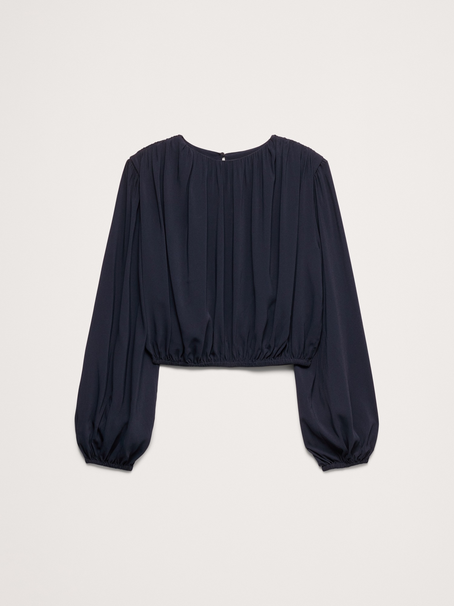 Женский топ Banana Republic Georgette Cropped Top, цвет: Тёмно-синий — фото 4