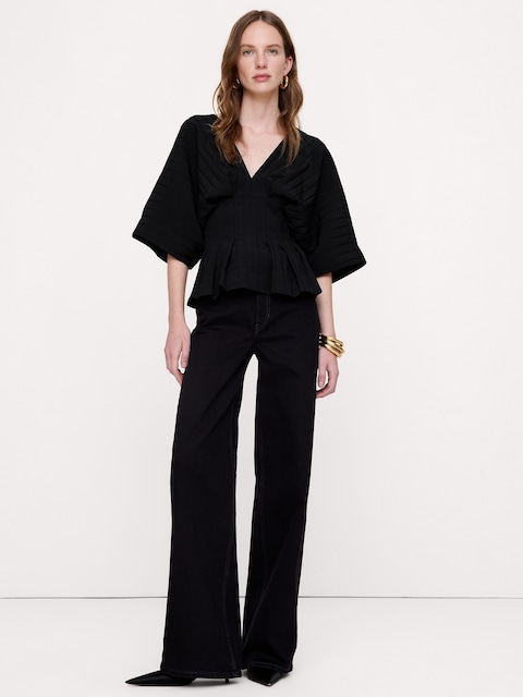 Cinched-Waist Pleated Top