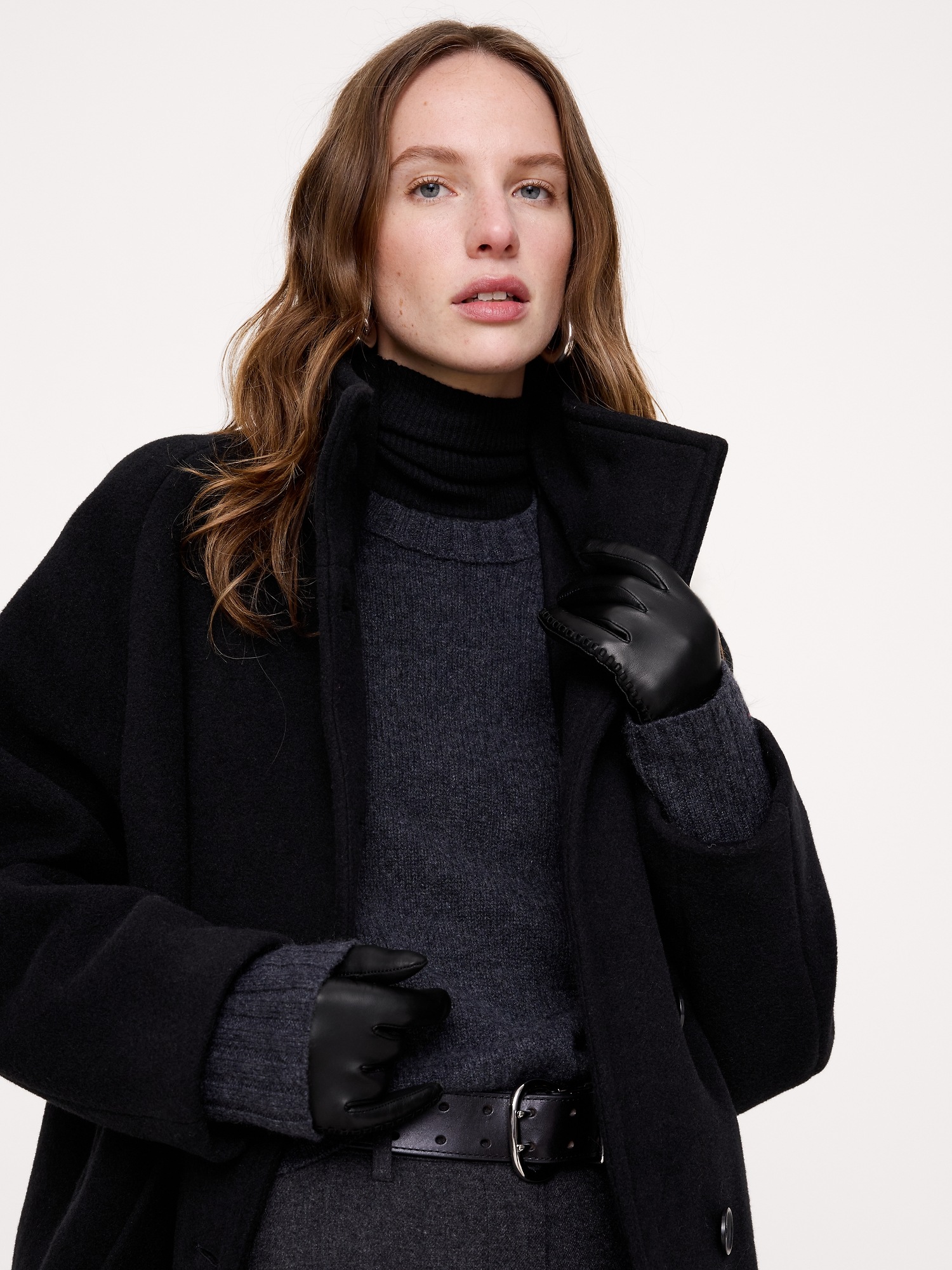 Женские перчатки Banana Republic Italian Leather Cashmere-Lined Gloves, цвет: Чёрный кожаный — фото 2