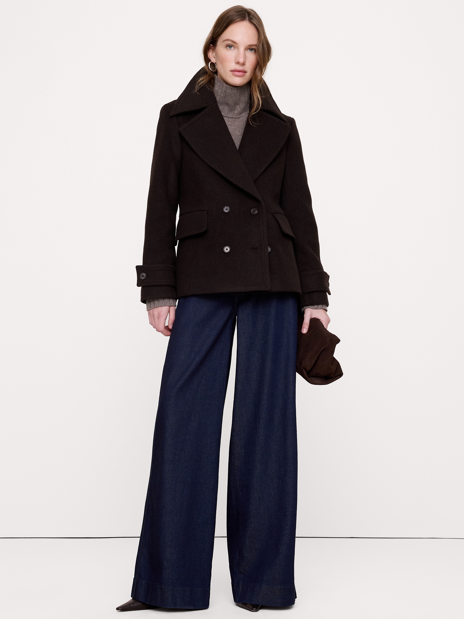 Italian Melton Wool-Blend Peacoat