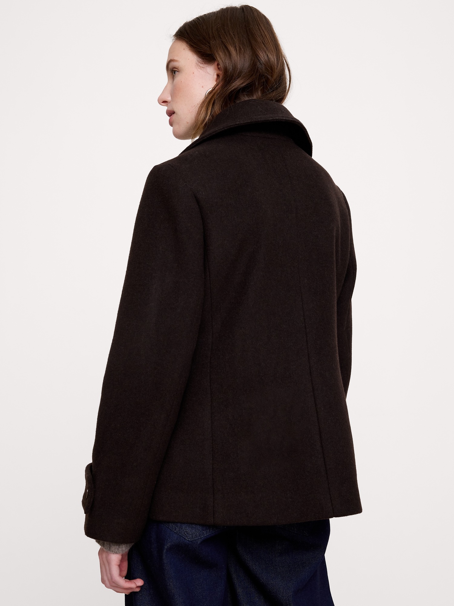Женское пальто Banana Republic Italian Melton Wool-Blend Peacoat, цвет: Коричневый — фото 2