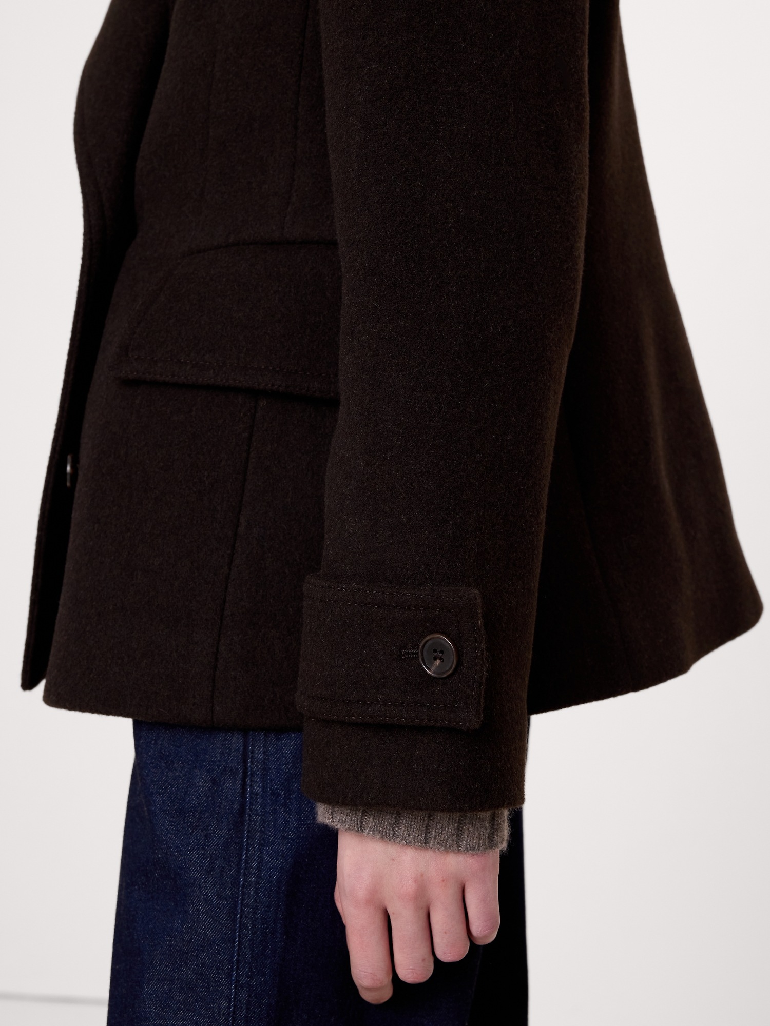 Женское пальто Banana Republic Italian Melton Wool-Blend Peacoat, цвет: Коричневый — фото 4