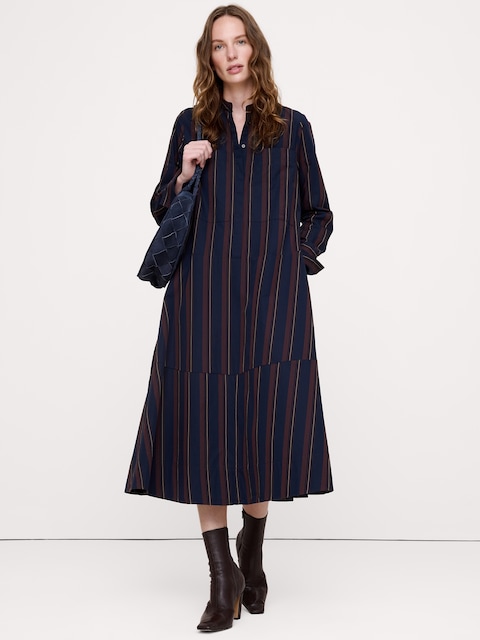 Cotton Trapeze Shirt Dress