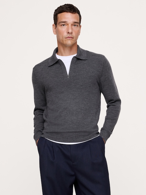 Merino Zip-Up Sweater Polo