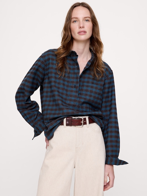 Relaxed Cotton Popover Shirt