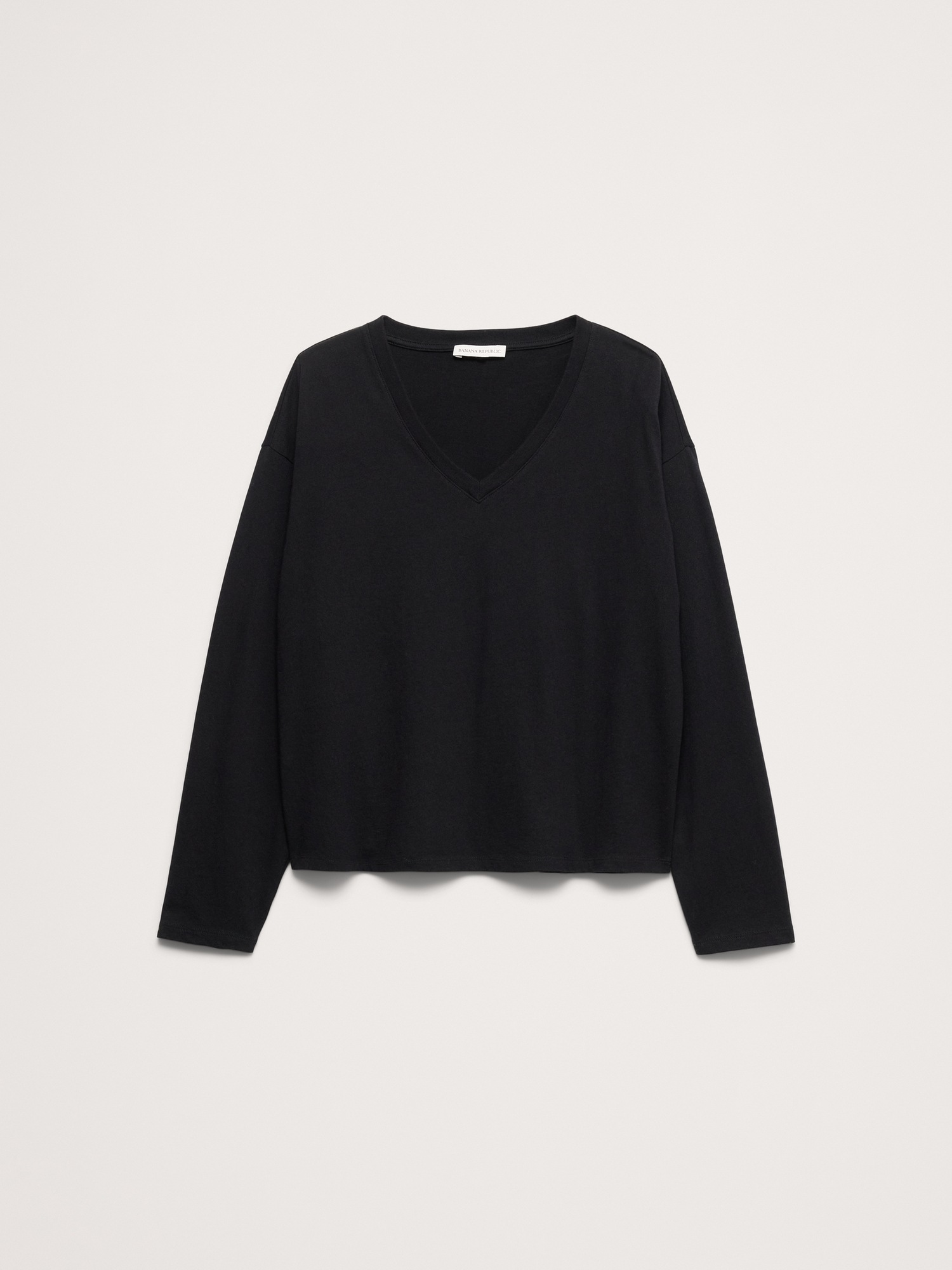 Женская футболка Banana Republic Vintage Cotton V-Neck, цвет: Чёрный — фото 4