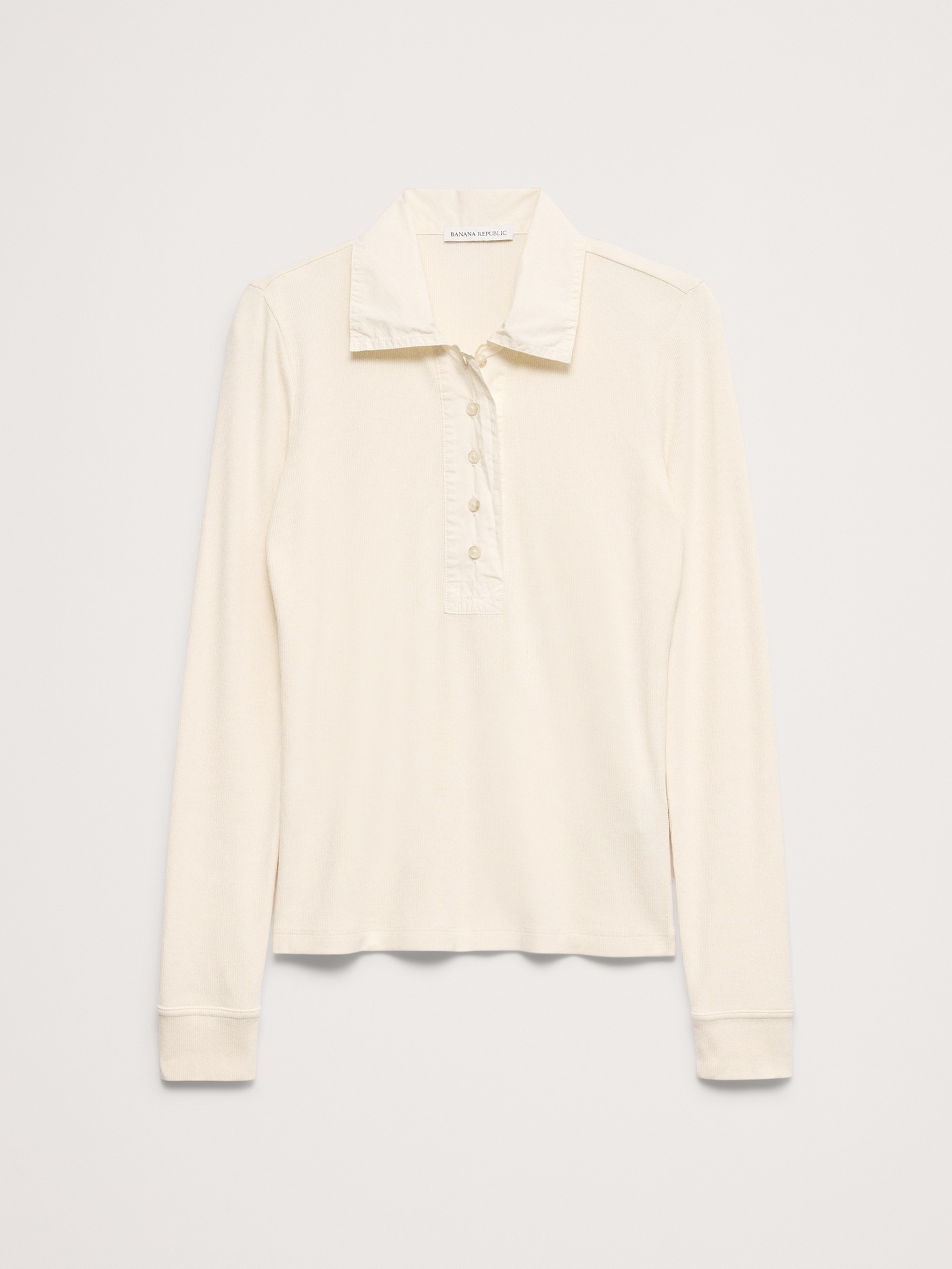 Женское поло Banana Republic Ribbed Polo, цвет: Алебастровый молочно-белый — фото 4
