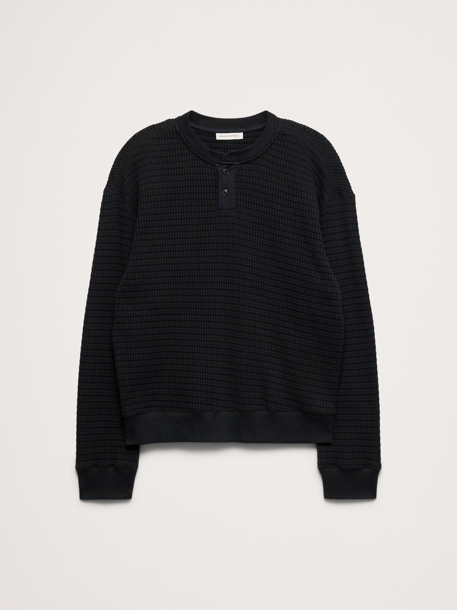 Мужская футболка Banana Republic Alpine Thermal Henley Bamboo-Stitch, цвет: Чёрный — фото 4
