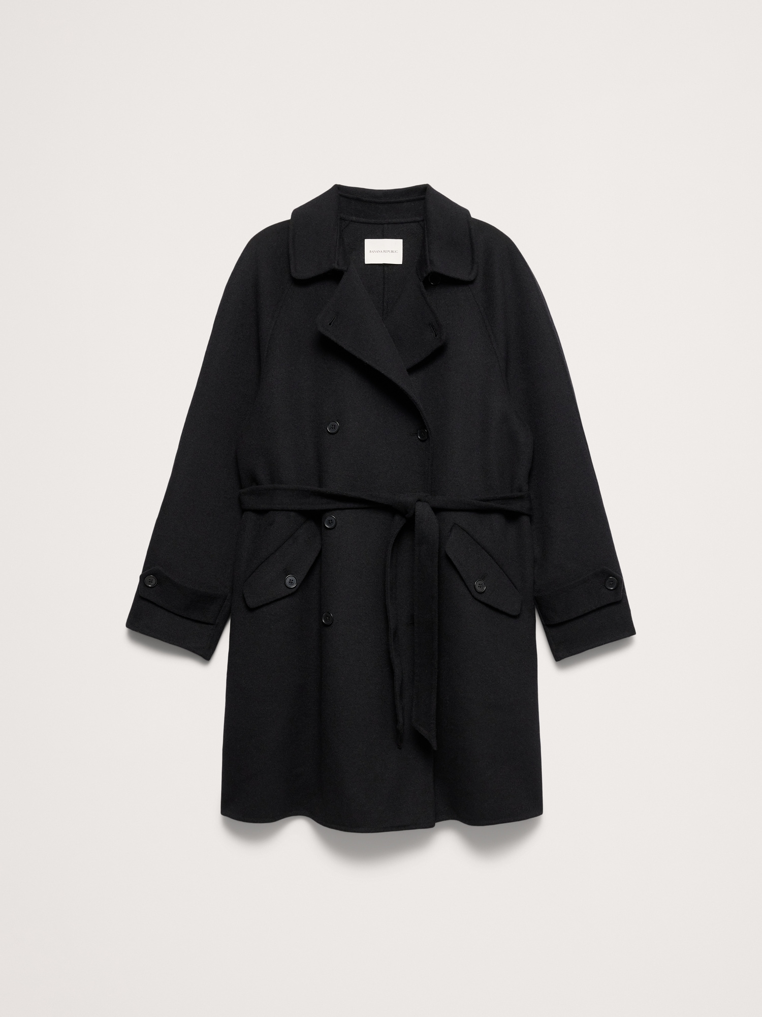 Женское пальто Banana Republic Archive Reissue Double-Faced Cape-Back Trench, цвет: Чёрный — фото 4