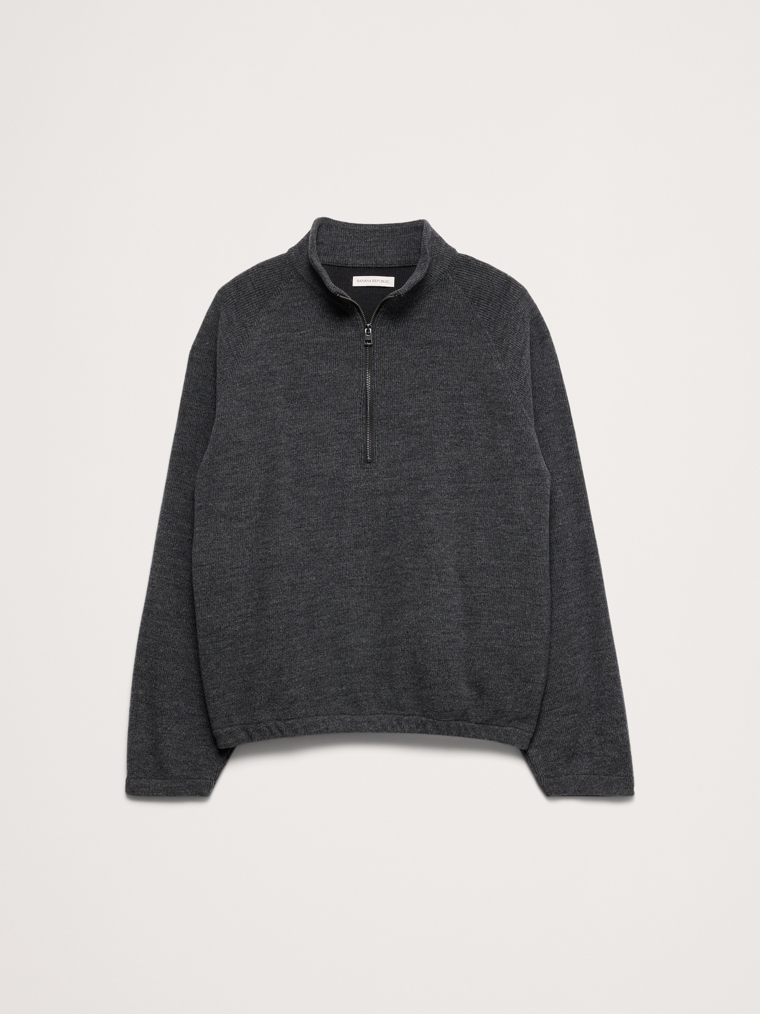 Мужской свитер Banana Republic Wool-Cotton Blend Quarter-Zip, цвет: Угольный серый — фото 5