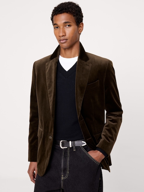Tailored Slim Velvet Blazer