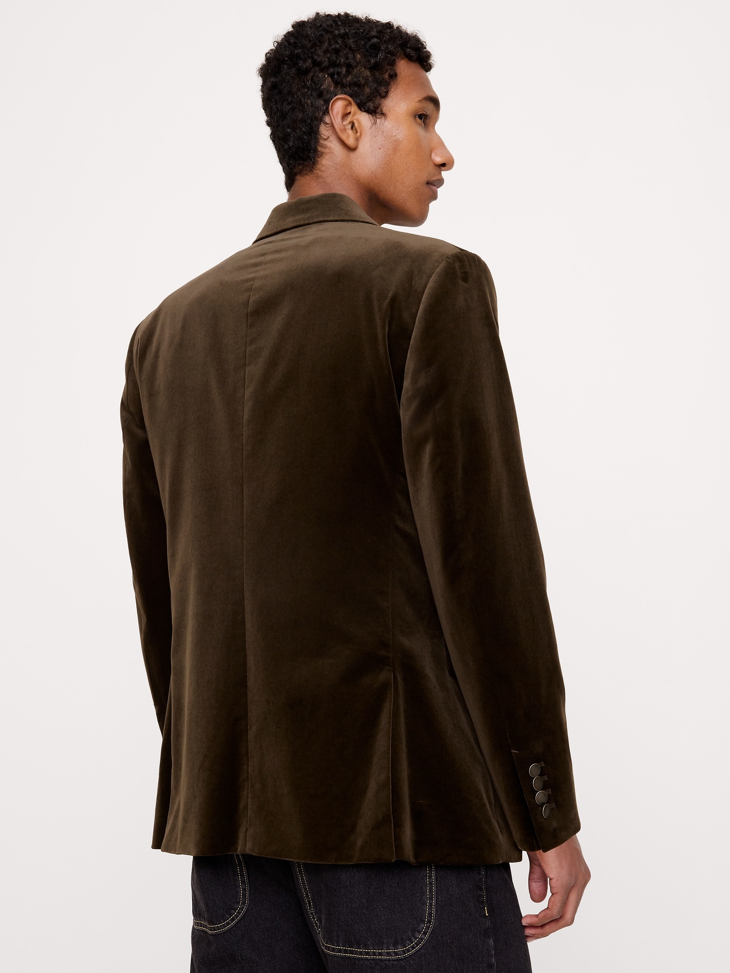 Мужской пиджак Banana Republic Tailored Slim Velvet Blazer, цвет: Тёмный коричневый — фото 2