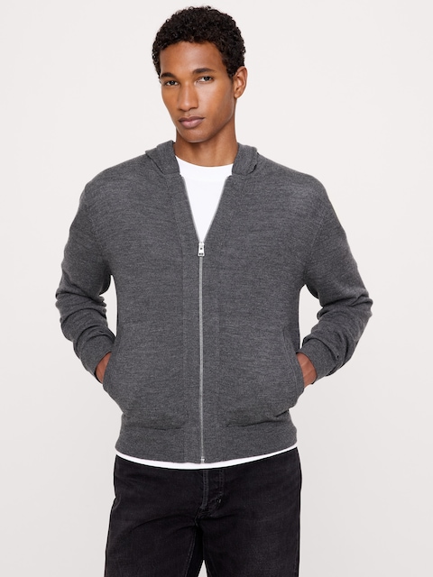 Merino Zip-Up Hoodie Sweater