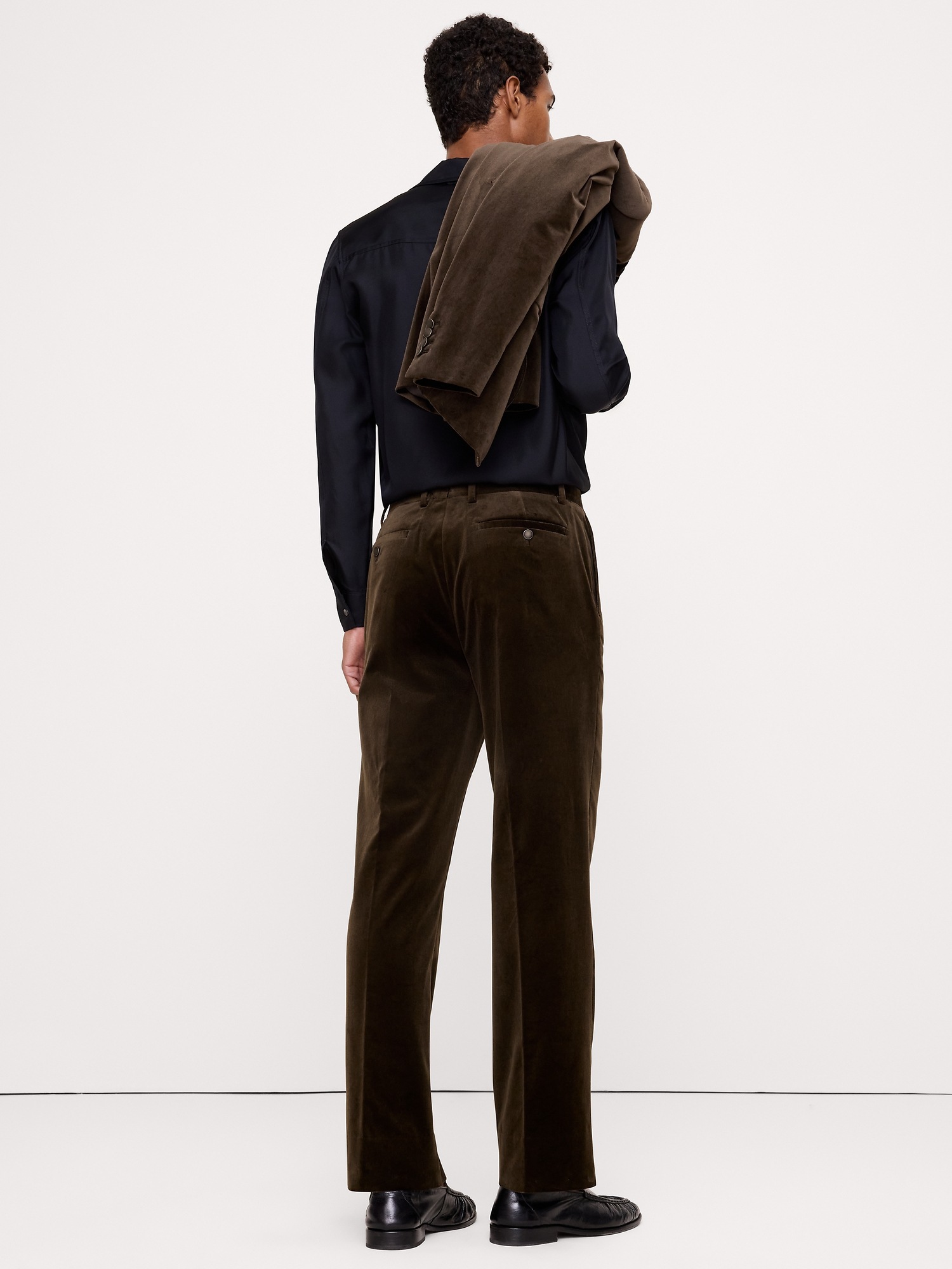 Мужские брюки Banana Republic Straight Velvet Suit Pant, цвет: Тёмный коричневый — фото 2