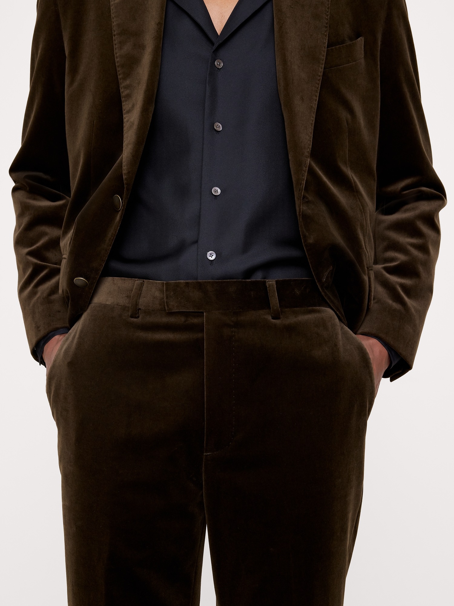 Мужские брюки Banana Republic Straight Velvet Suit Pant, цвет: Тёмный коричневый — фото 3
