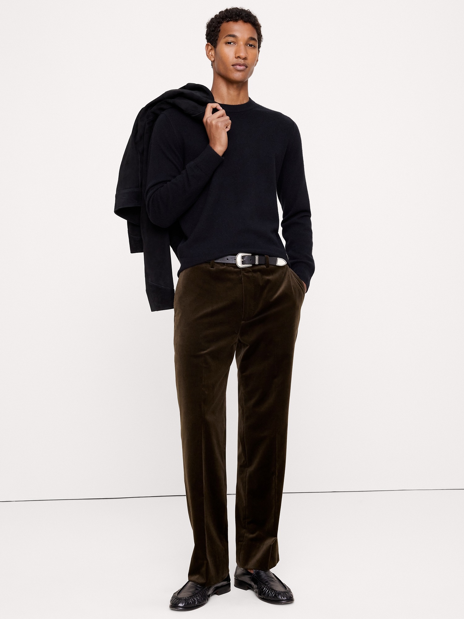 Мужские брюки Banana Republic Straight Velvet Suit Pant, цвет: Тёмный коричневый — фото 4