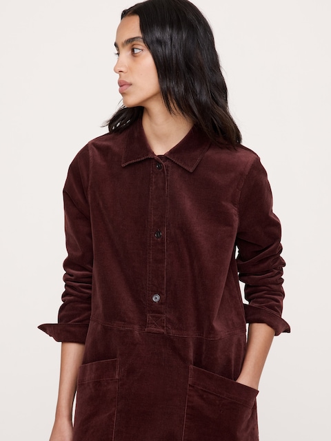 Corduroy Pocket Shirt Dress
