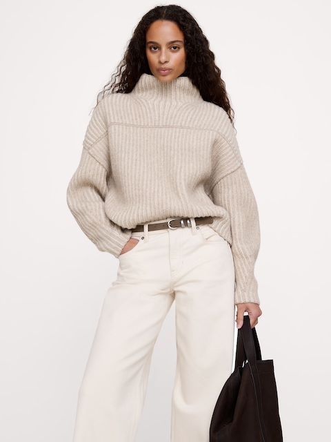 Italian Merino-Blend Mock-Neck Sweater