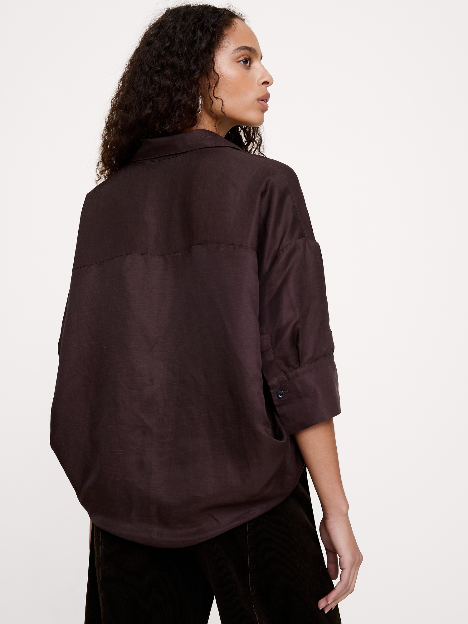 Viscose-Linen Popover Shirt