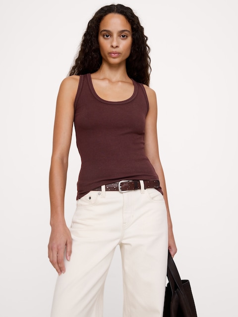 Ribbed Scoop-Neck Tank