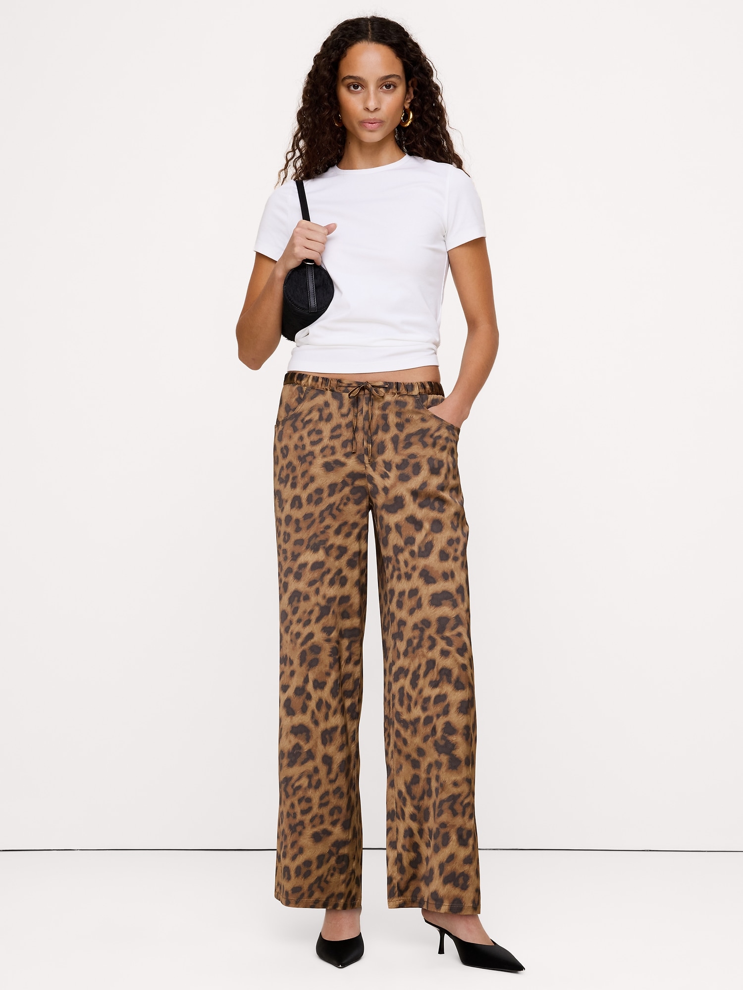 The Studio Wide-Leg Drawstring Pant in Stretch-Satin