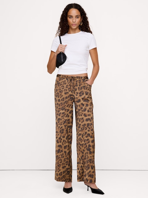 The Studio Wide-Leg Drawstring Pant in Stretch-Satin