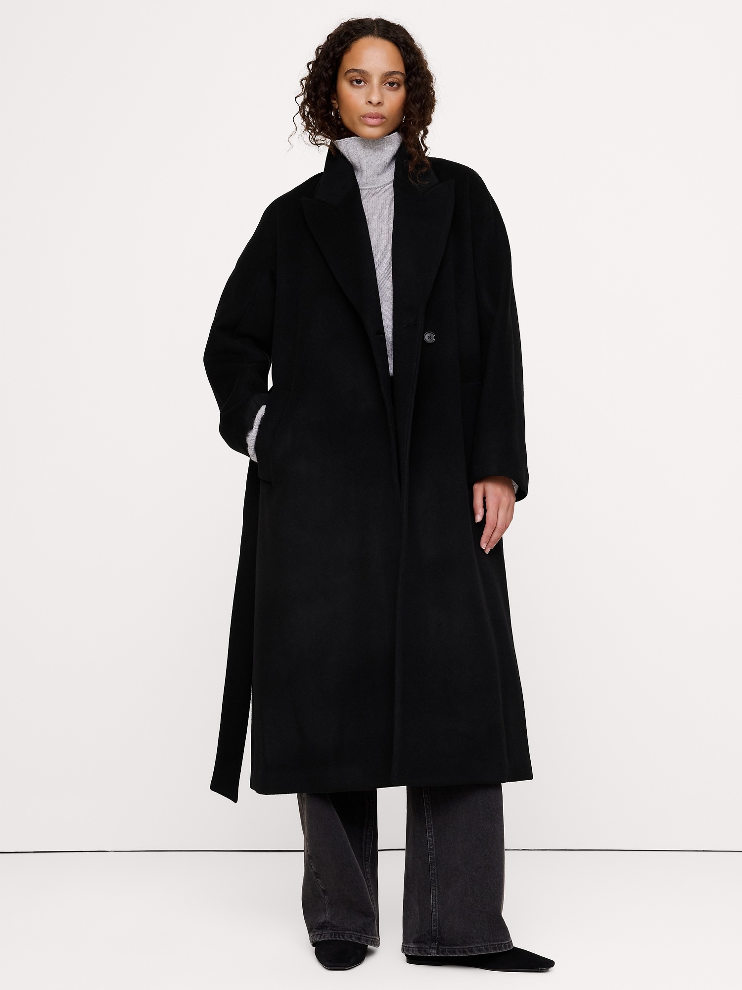 Женское пальто Banana Republic Wool-Cashmere Wrap, цвет: Чёрный