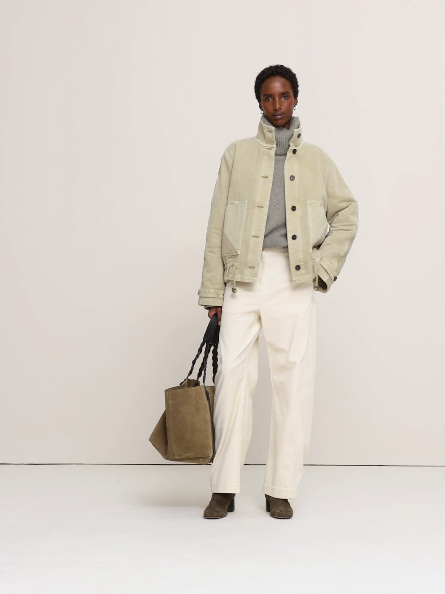 Quilted Cotton-Linen Utility Jacket