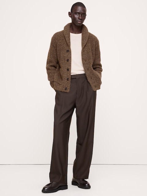 Marled Wool-Blend Cardigan