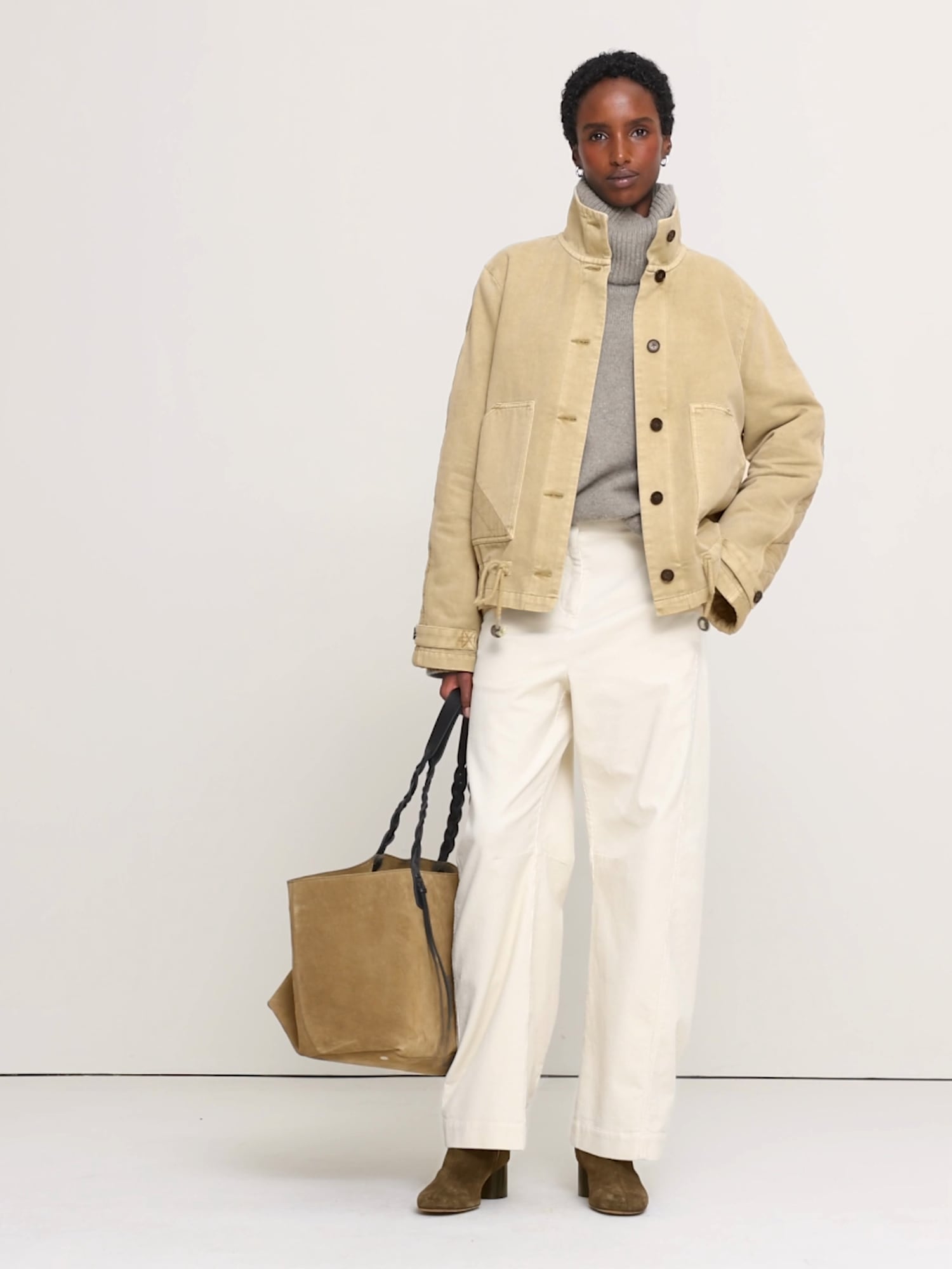 Quilted Cotton-Linen Utility Jacket