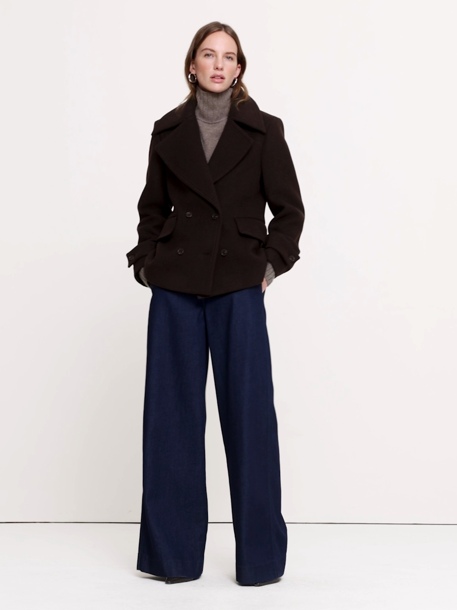 Женское пальто Banana Republic Italian Melton Wool-Blend Peacoat, цвет: Коричневый — фото 5