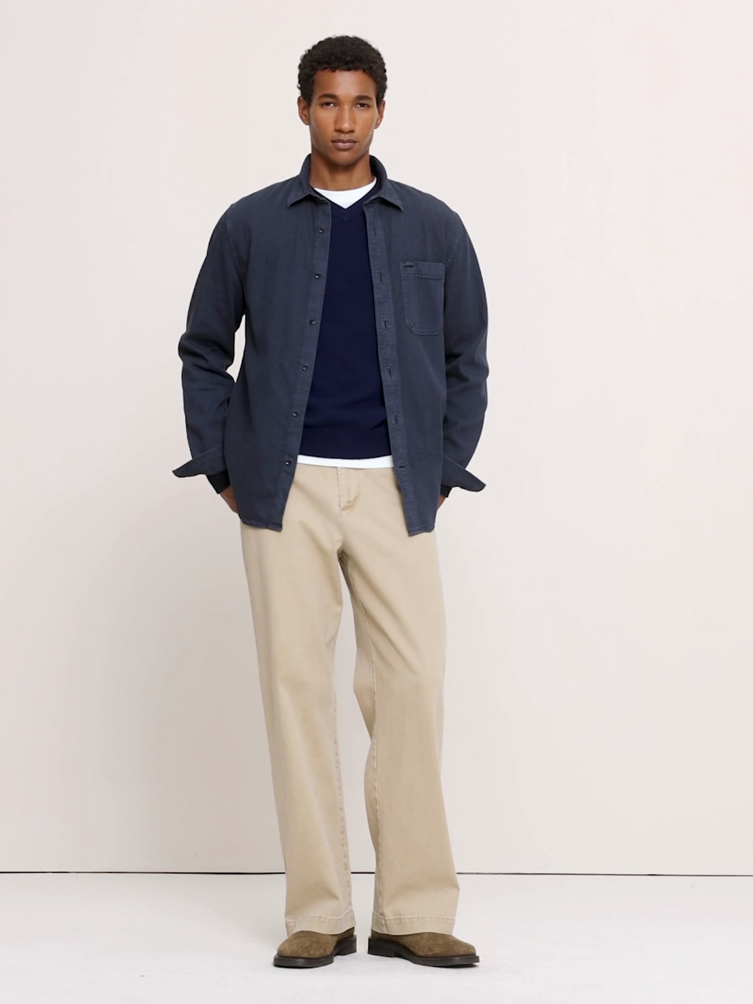 Standard-Fit Chambray Shirt