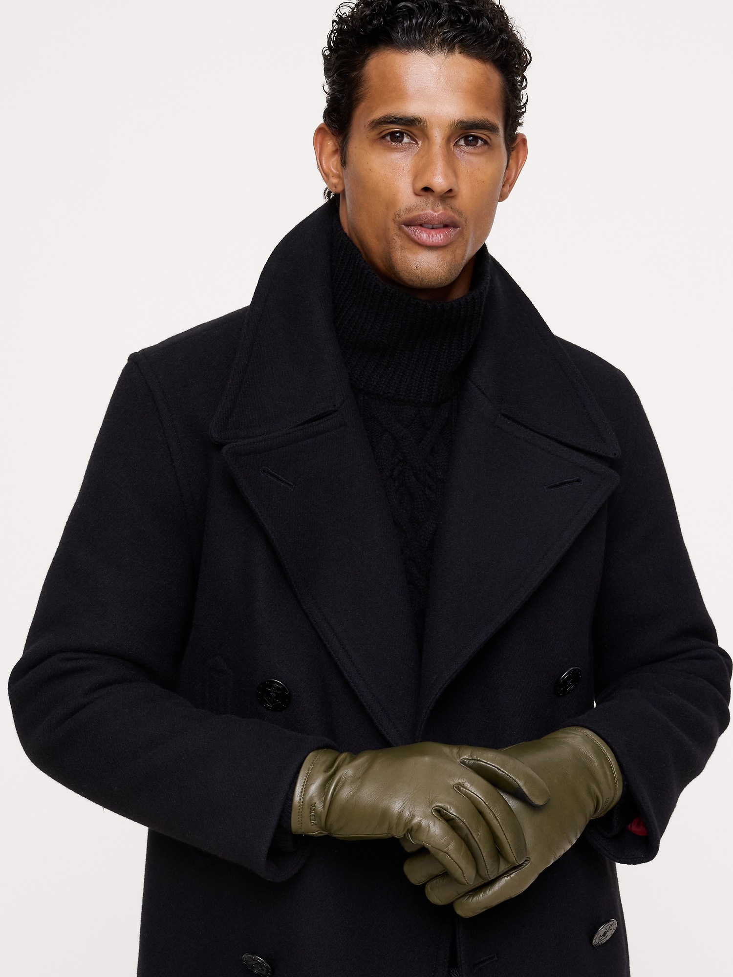 Мужские перчатки Banana Republic John Leather Gloves by Hestra, цвет: Тёмно-зелёный — фото 2