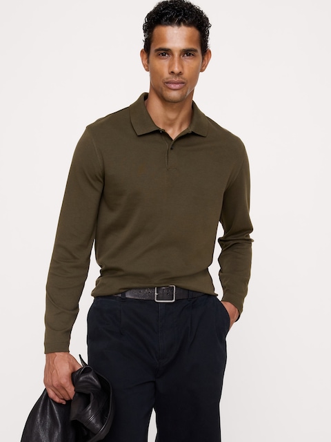 Luxury-Touch Long-Sleeve Polo