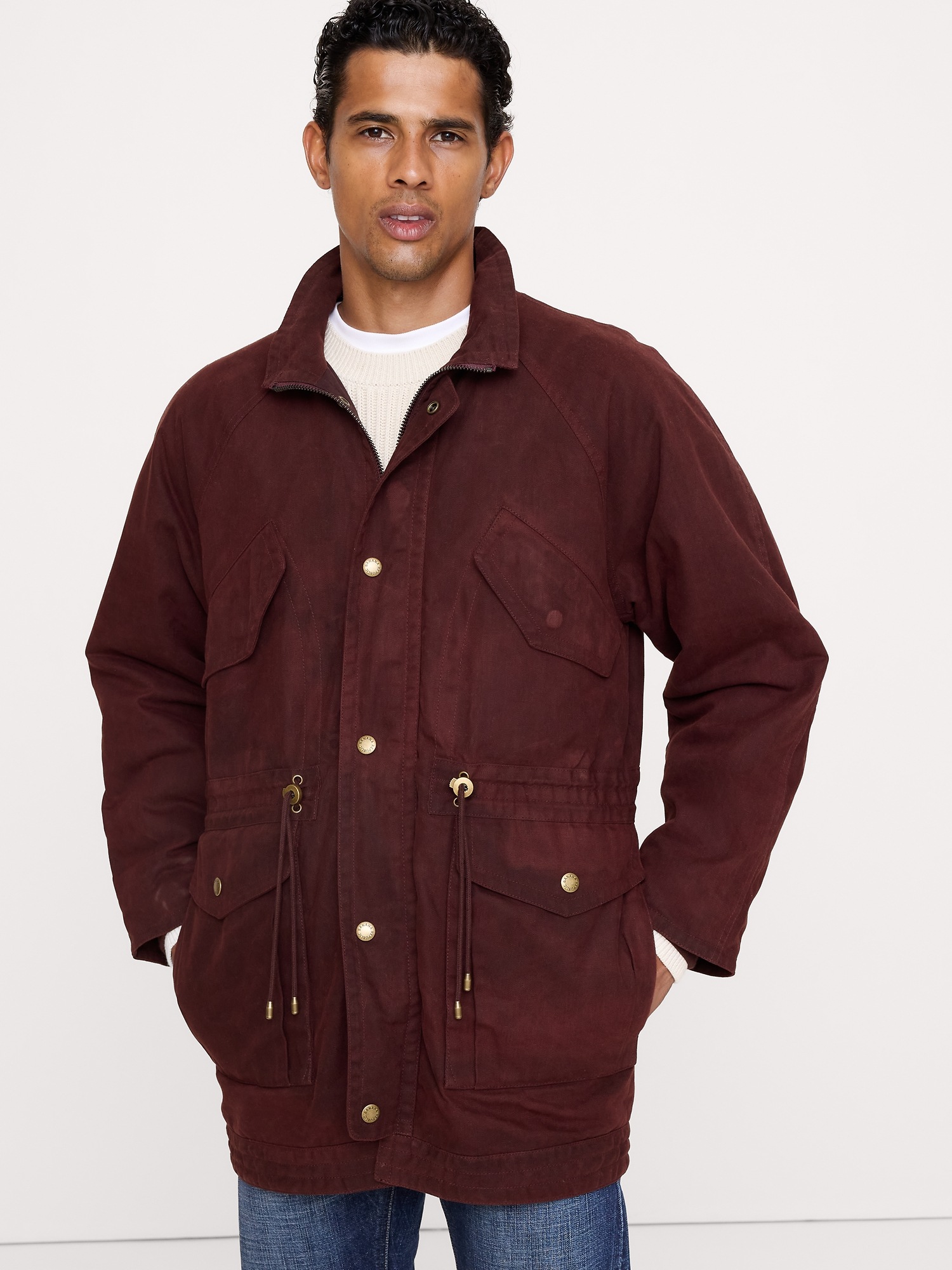Мужская куртка Banana Republic Archive Reissue Waxed Cotton Canvas, цвет: Бордовый — фото 3