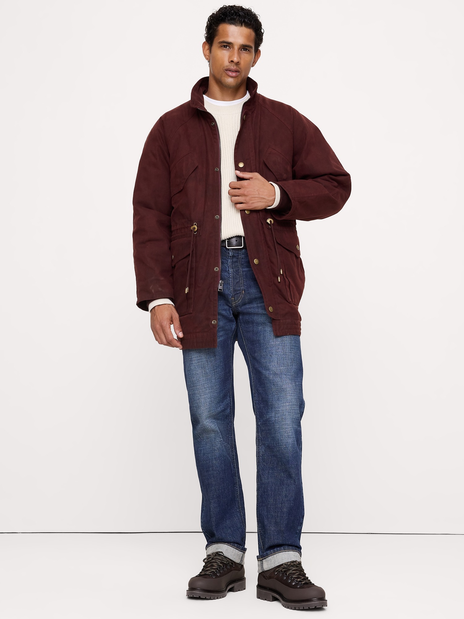 Мужская куртка Banana Republic Archive Reissue Waxed Cotton Canvas, цвет: Бордовый