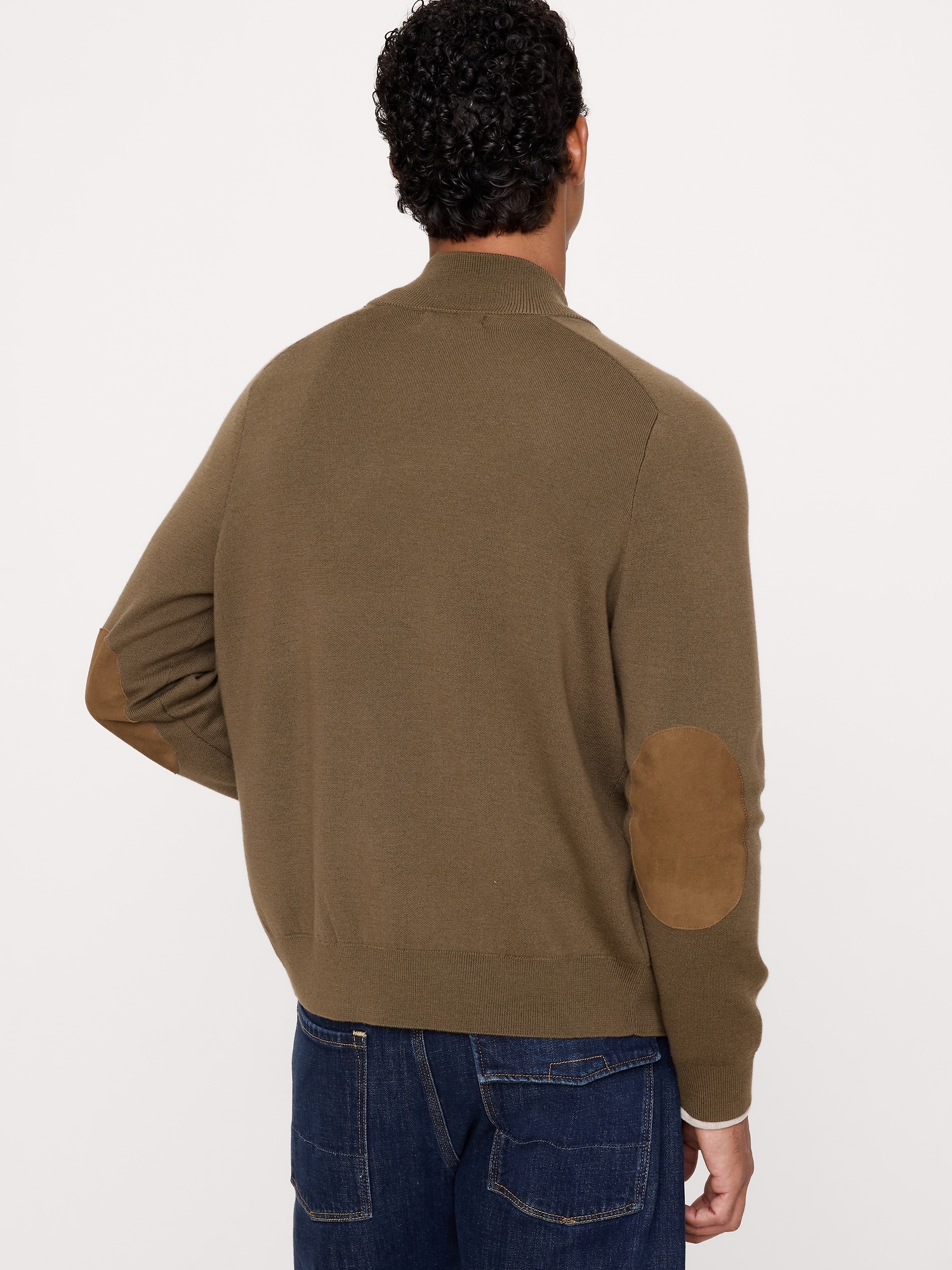 Double-Faced Merino Sweater Jacket with Suede Elbow Patches