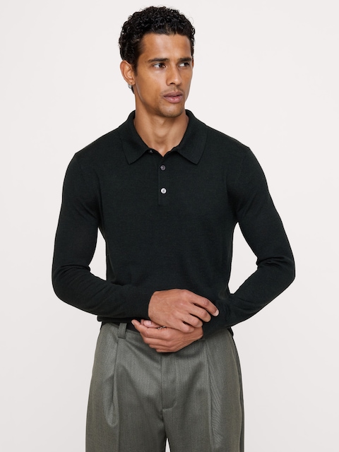 Merino Long-Sleeve Sweater Polo