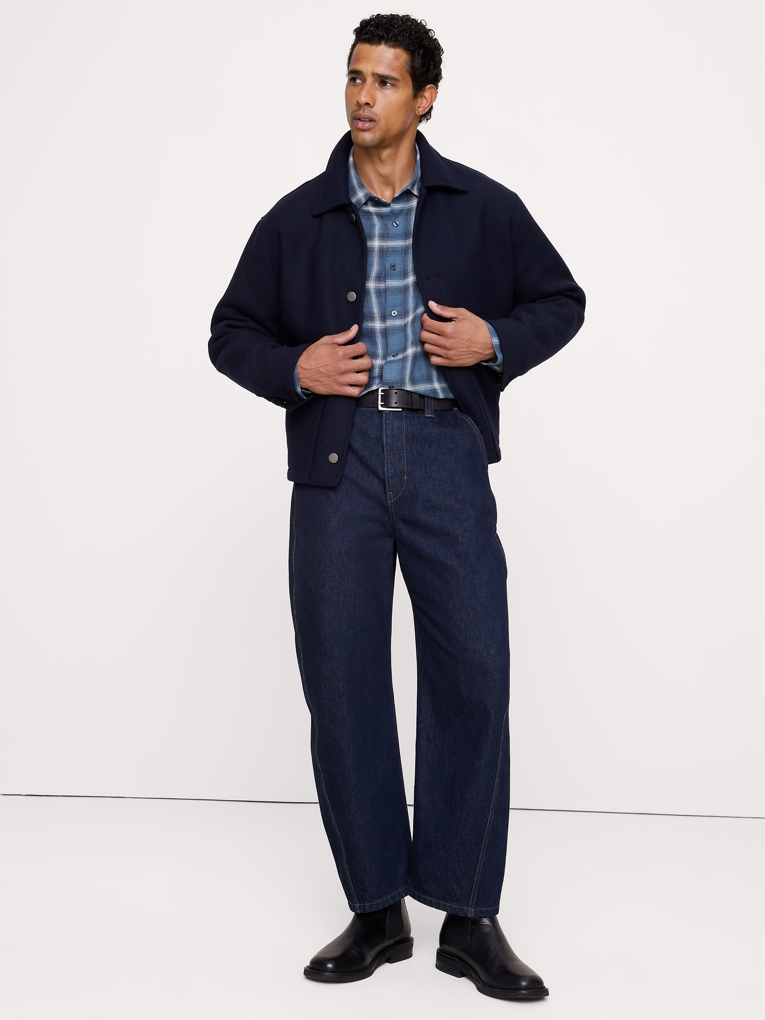 Standard-Fit Plaid Linen-Cotton Shirt