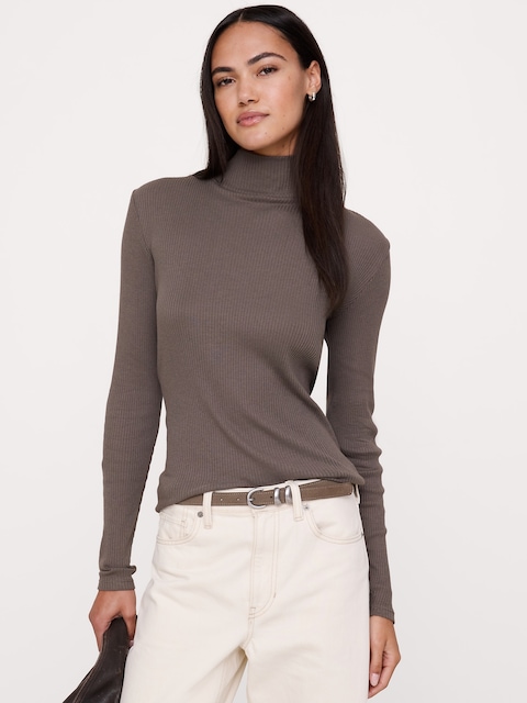 Cotton-Modal Ribbed Turtleneck