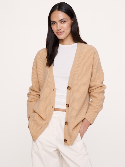 Ribbed Cashmere Cardigan Sweater