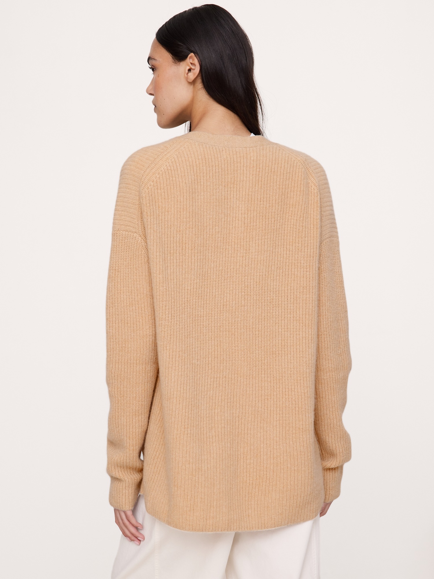 Женский кардиган Banana Republic Ribbed Cashmere Cardigan, цвет: Бежевый — фото 2