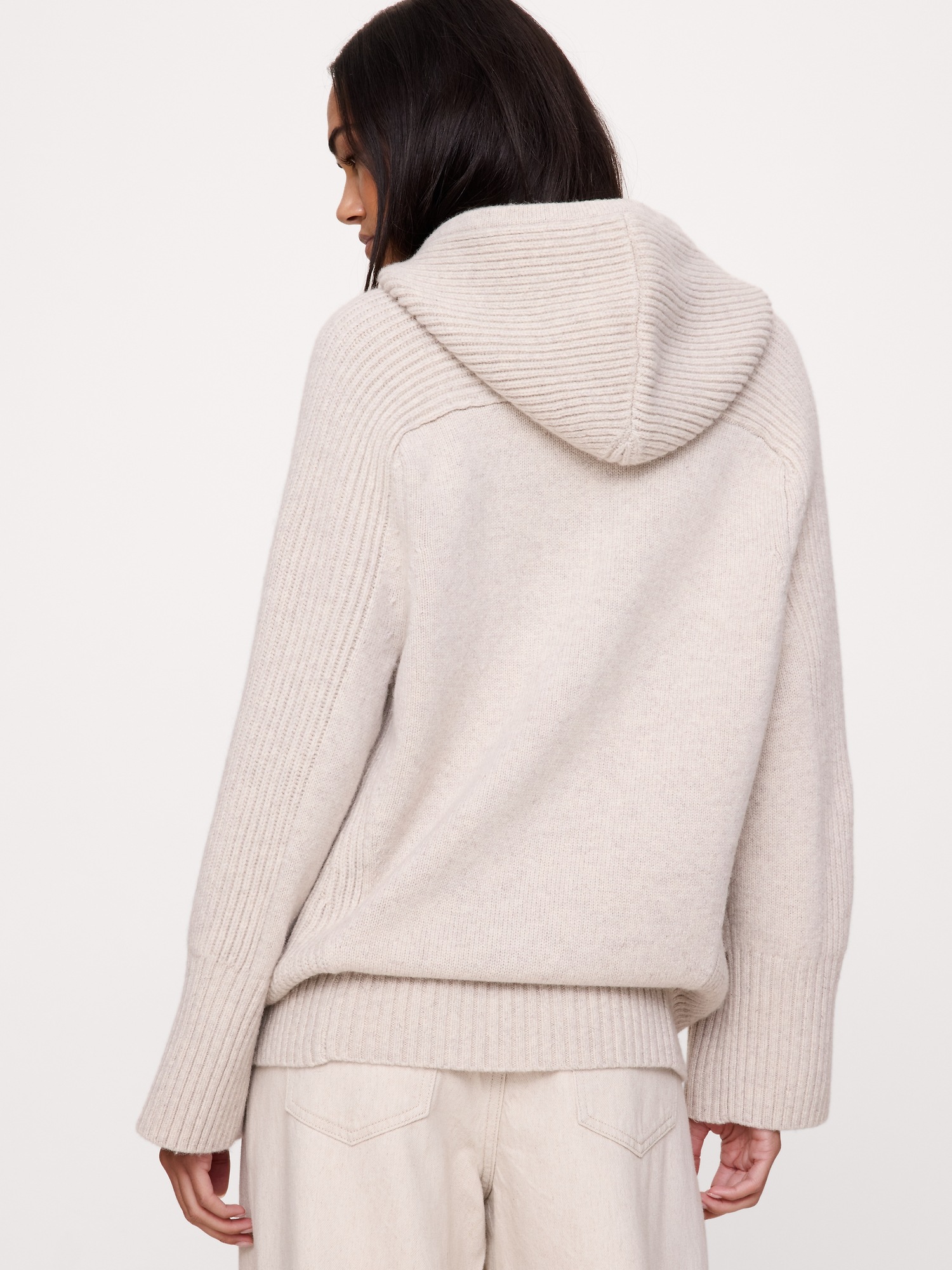 Женское худи Banana Republic Wool-Cashmere, цвет: Меланжевый овсяный — фото 2