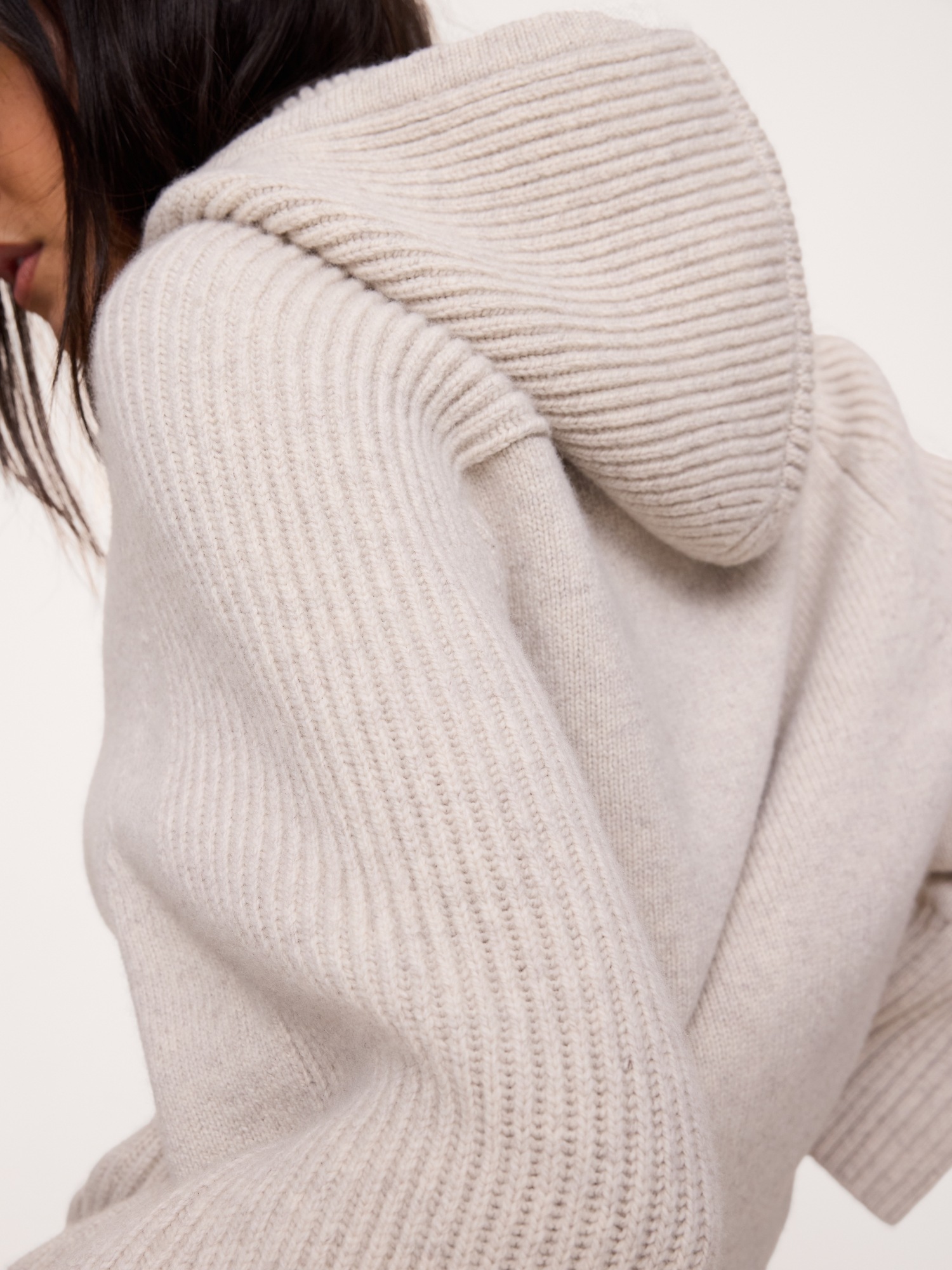 Женское худи Banana Republic Wool-Cashmere, цвет: Меланжевый овсяный — фото 3