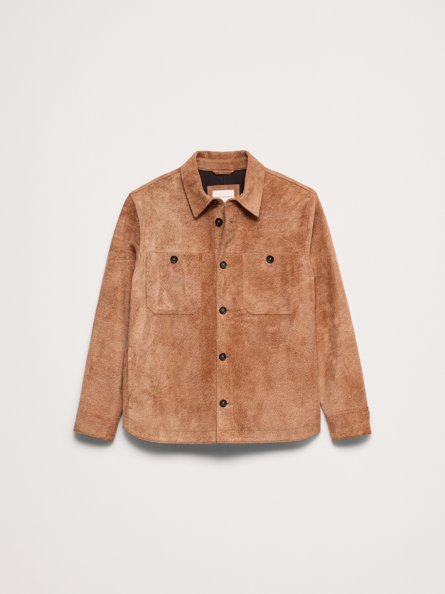 Мужская куртка Banana Republic Relaxed Textured Suede Shirt Jacket, цвет: Верблюжий бежевый — фото 4