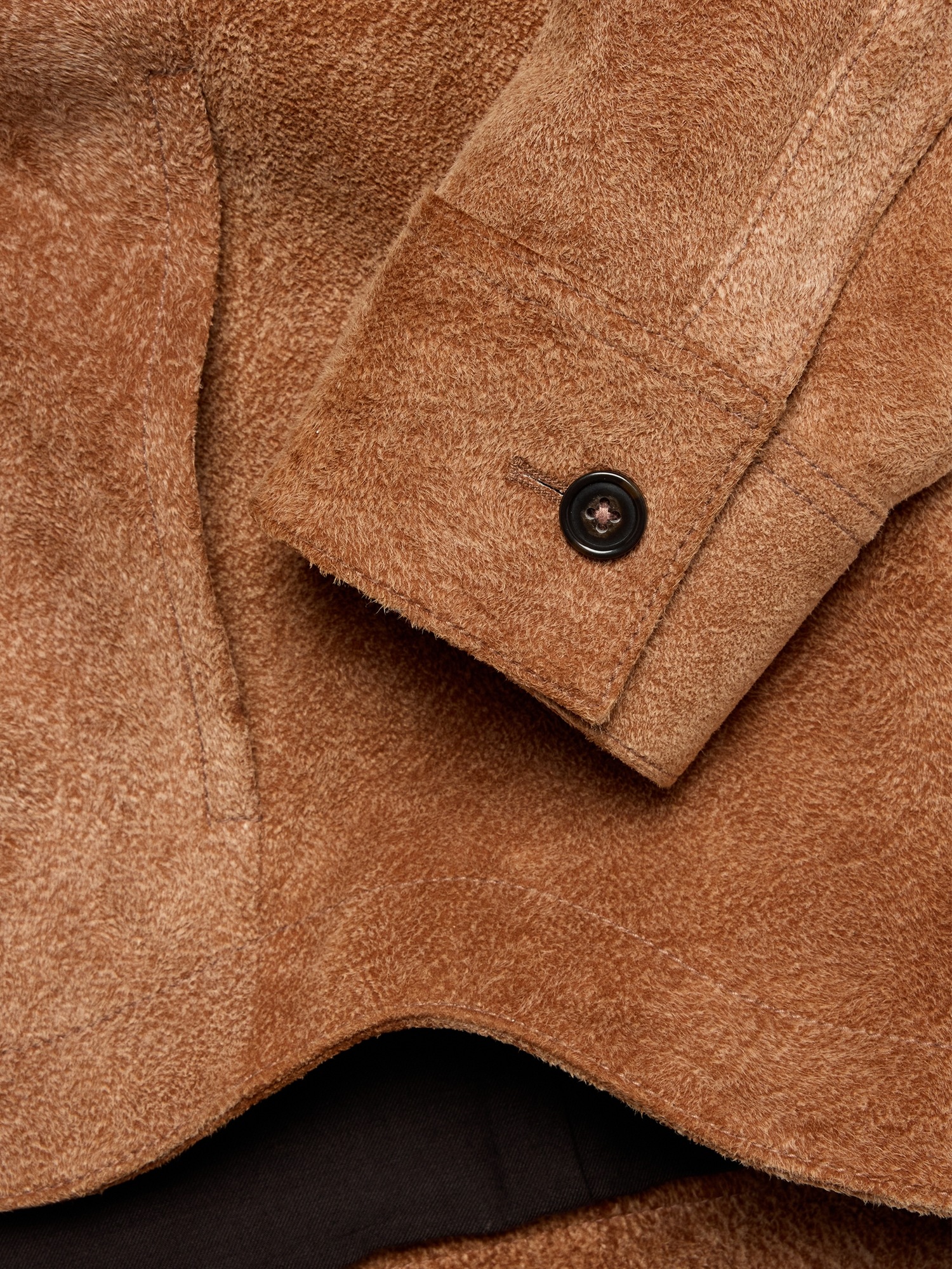 Мужская куртка Banana Republic Relaxed Textured Suede Shirt Jacket, цвет: Верблюжий бежевый — фото 5