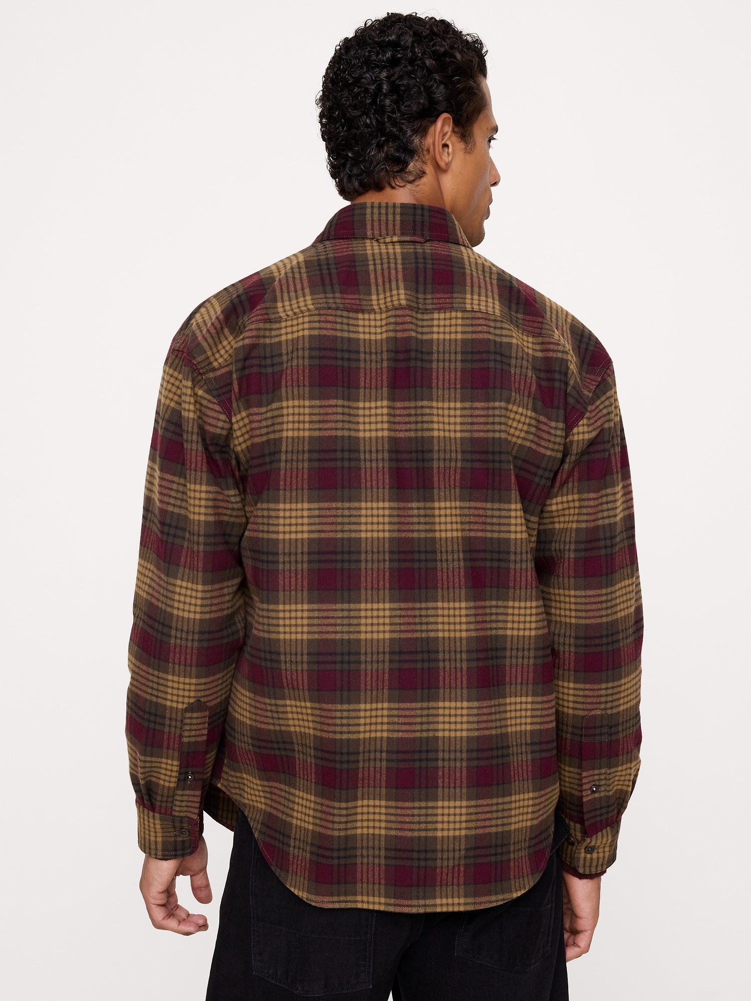 Мужская рубашка Banana Republic Relaxed-Fit Wool-Blend Plaid Overshirt, цвет: Разноцветный клетчатый — фото 2