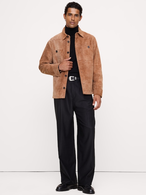 Relaxed Textured Suede Shirt Jacket