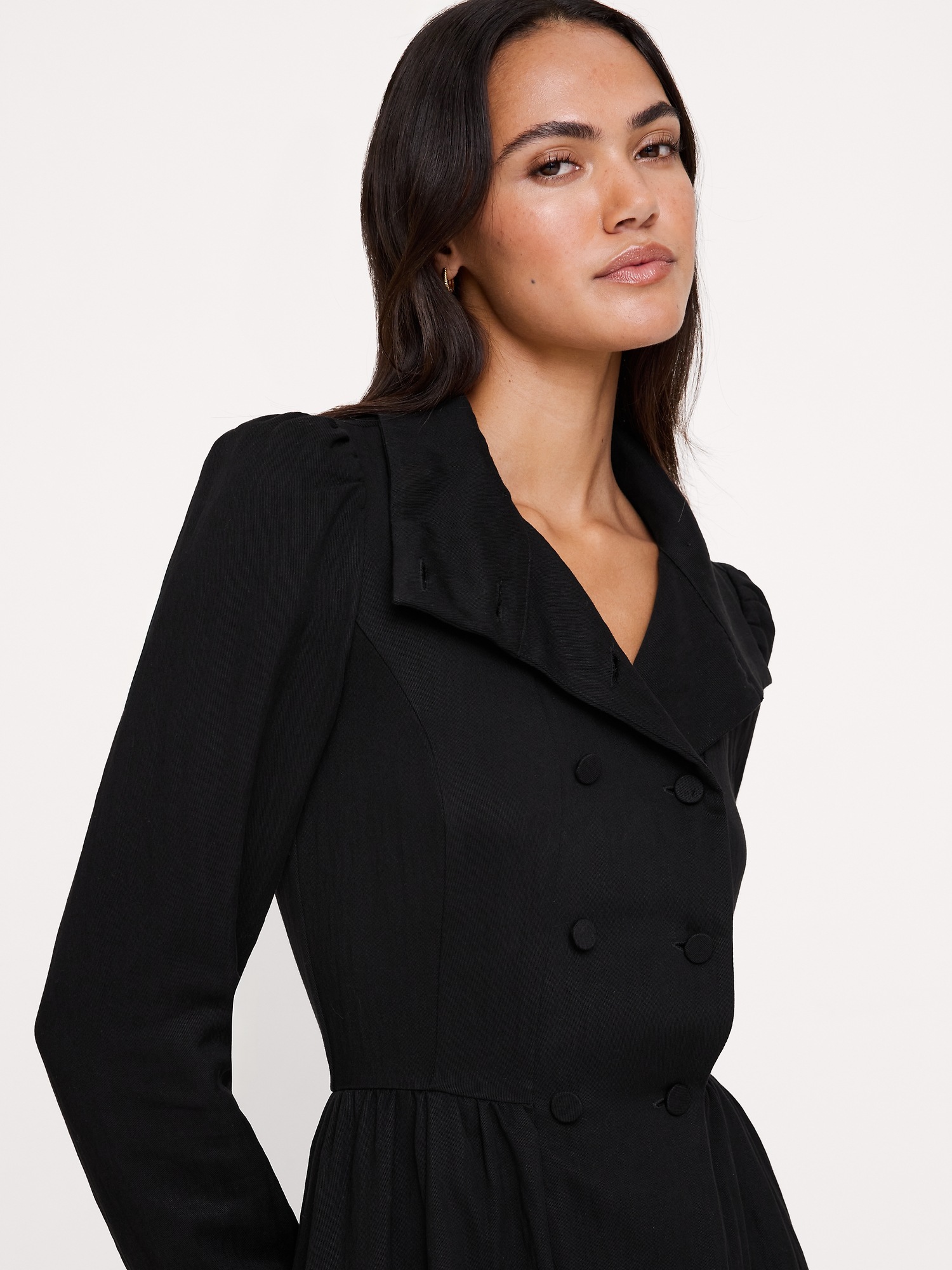 Женское платье Banana Republic Drapey Twill Buttoned Mini, цвет: Чёрный — фото 3