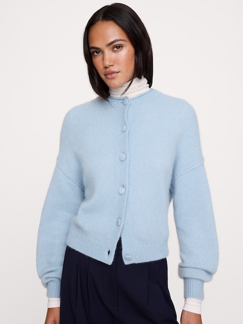 Cashmere-Silk Roll-Neck Cardigan